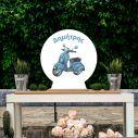Wooden printed sign, Vespa vintage blue