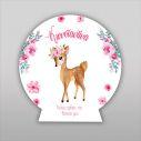 Wooden printed sign, Deer with watercolor flowers