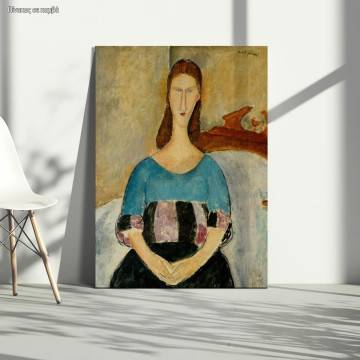 Πίνακας ζωγραφικής Jeanne Hebuterne, seated, Amedeo Modigliani