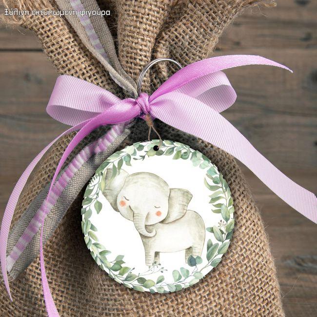 Wooden figure printedElegantwatercolor animals wreath