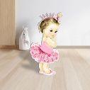Cute ballerina wooden decorative figure printed