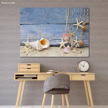 Πίνακας σε καμβά κοχύλια και αστερίες, Nautilus and starfish