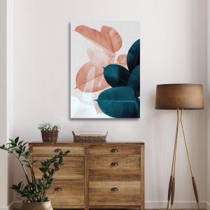 Πίνακας σε καμβά Dark green and pink leaves Καμβάς τελαρωμένος Όψη 1 2