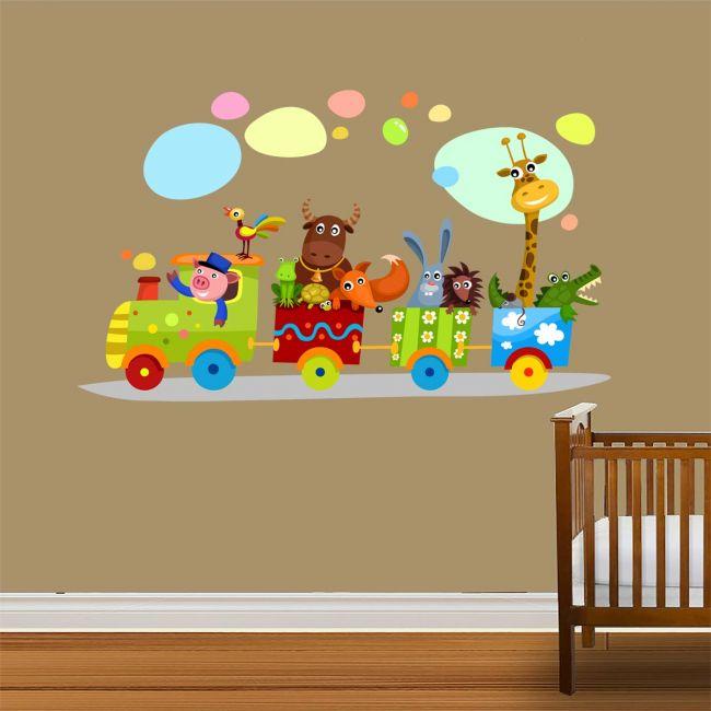 Kids wall stickers Happy train and animals