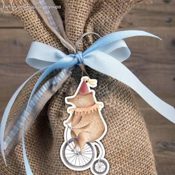 Wooden figure printedElegant circus watercolor animals