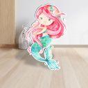 Wooden decorative figure printedWatercolor Mermaid arti