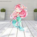 Wooden decorative figure printedWatercolor Mermaid arti