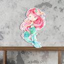 Wooden decorative figure printedWatercolor Mermaid arti