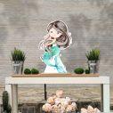 Wooden decorative figure printedWatercolor Mermaid artdark hair