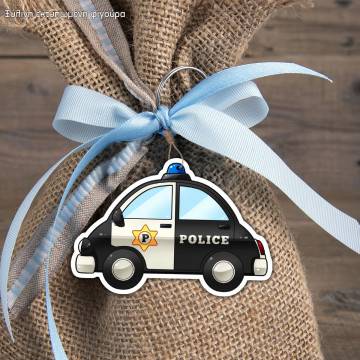 Wooden figure police car