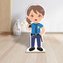 Wooden decorative figure printed police girl