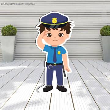 Wooden decorative figure printedpolice boy