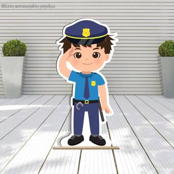 Wooden decorative figure printedpolice boy 2