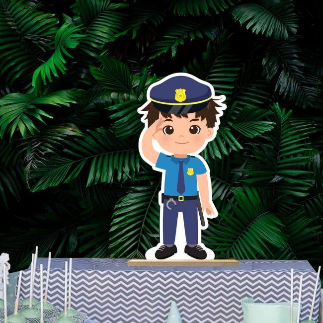 Wooden decorative figure printedpolice boy