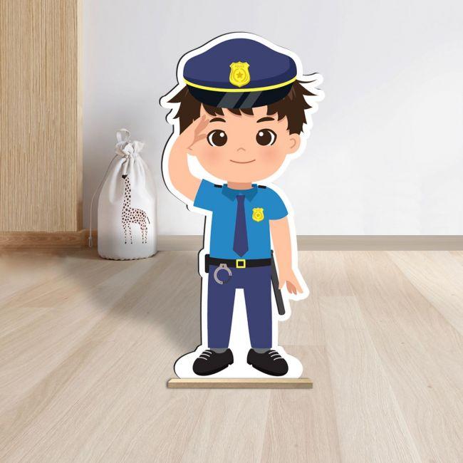 Wooden decorative figure printedpolice boy