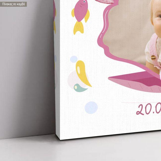 Πίνακας καλωσόρισμα βάπτισης, Πλαίσιο φωτογραφίας, ξανθιά γοργόνα