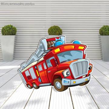 Woodenprinted figure Firefighting car