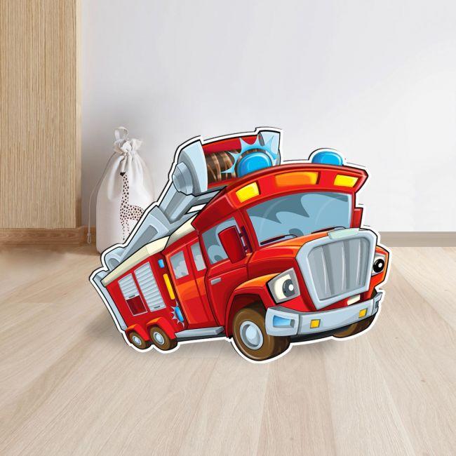 Woodenprinted figure Firefighting car