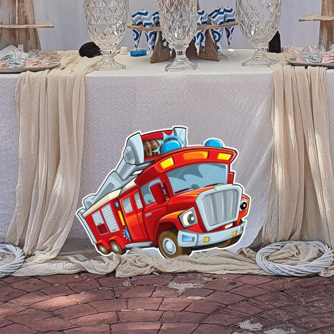 Woodenprinted figure Firefighting car