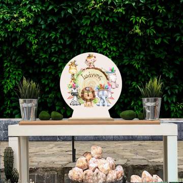 Wooden printed sign, Safari tribal animals stump 2