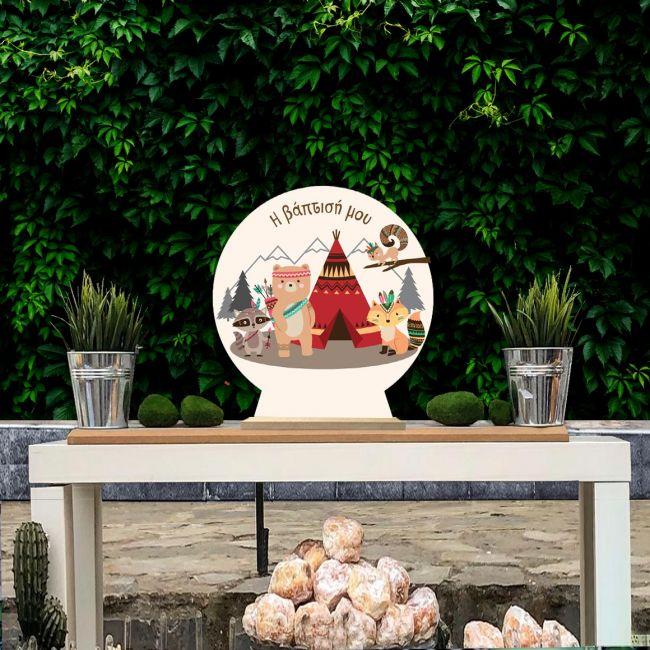 Wooden printed sign, Wood animalstribal