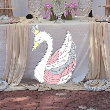 Artistic Swan Princess ξύλινη φιγούρα εκτυπωμένη με κύκνο