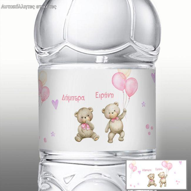 Sticker labelCute twins girl bears