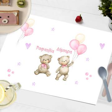 Placemat, Twin bears girls
