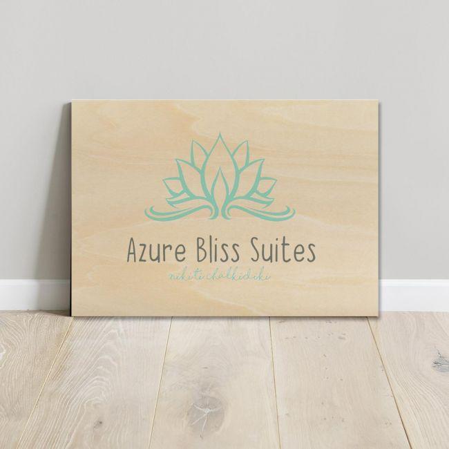 Wooden sign printed logo, horizontal
