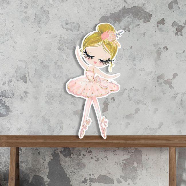 Wooden figure printed Princess Ballerina blonde