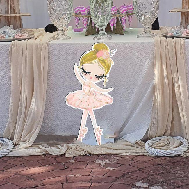 Wooden figure printed Princess Ballerina blonde
