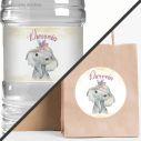 Sticker label Elephant Balloons with feathers