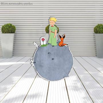 Wooden figure petit prince planet gray blue