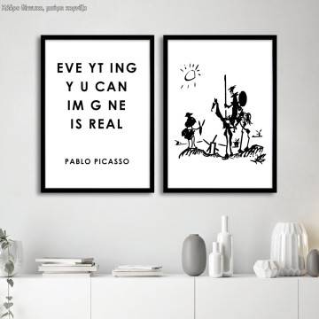 Everything you can imagine is real Picasso κάδρο δίπτυχο, κάδρο, μαύρη κορνίζα