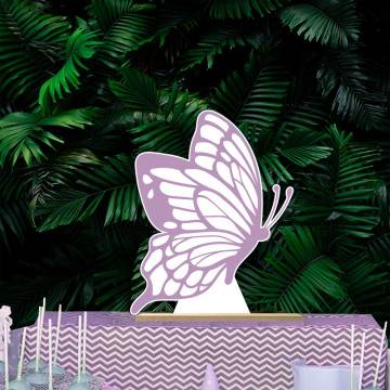 Ξύλινη φιγούρα εκτυπωμένη Πεταλούδα λιλά