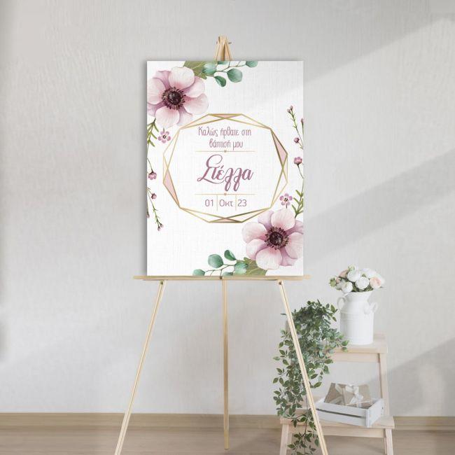 Canvas printGeometric lines and flowers