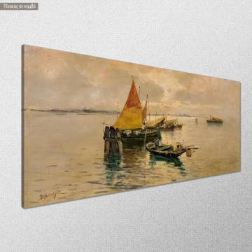 Canvas print Boats in calm waters Hatzis panoramic Framed canvas View 1 2