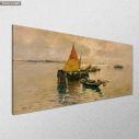 Canvas print Boats in calm waters, Hatzis panoramic