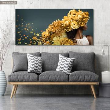 Canvas print Floral yellow, panoramic