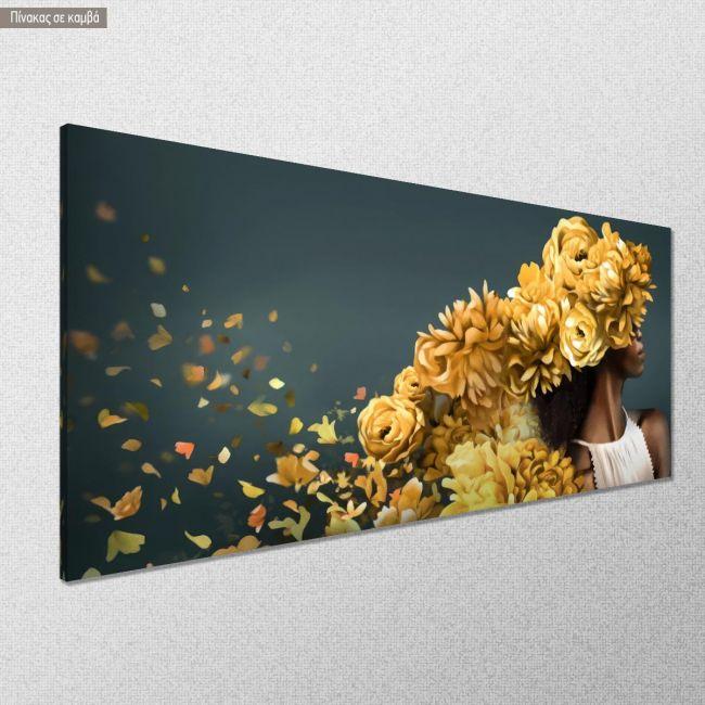 Canvas print Floral yellow, panoramic