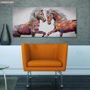 Canvas print Facing horses, panoramic