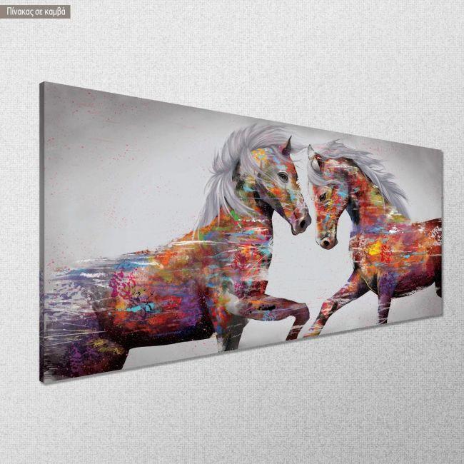 Canvas print Facing horses, panoramic
