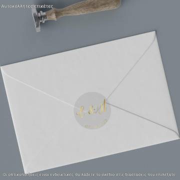 Transparent Sticker label for envelope couple initials 2