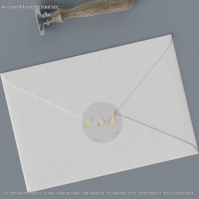 Transparent Sticker label for envelope couple initials