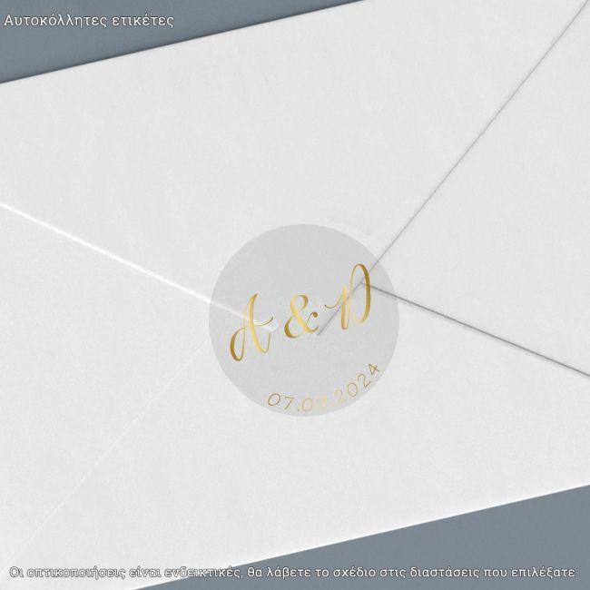Transparent Sticker label for envelope couple initials