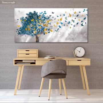 Canvas print Tree and butterflies panoramic Framed canvas View 1 2