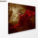 Canvas print Woman in red dress horizontal