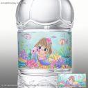 Sticker label Baby mermaid and jellyfish