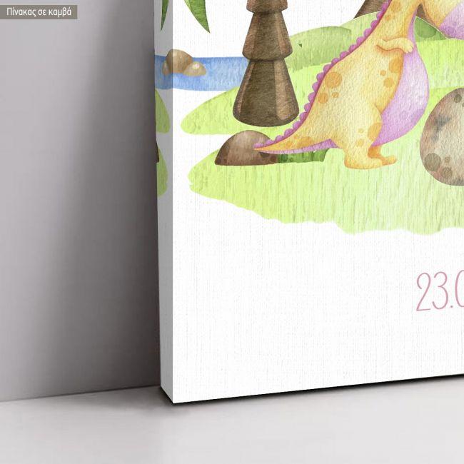 Canvas welcome to my baptism, Cute dinos island art II