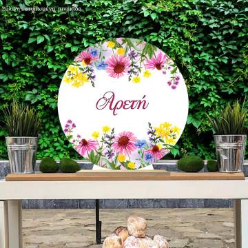 Wooden printed sign, Summer colorful flowers personalized